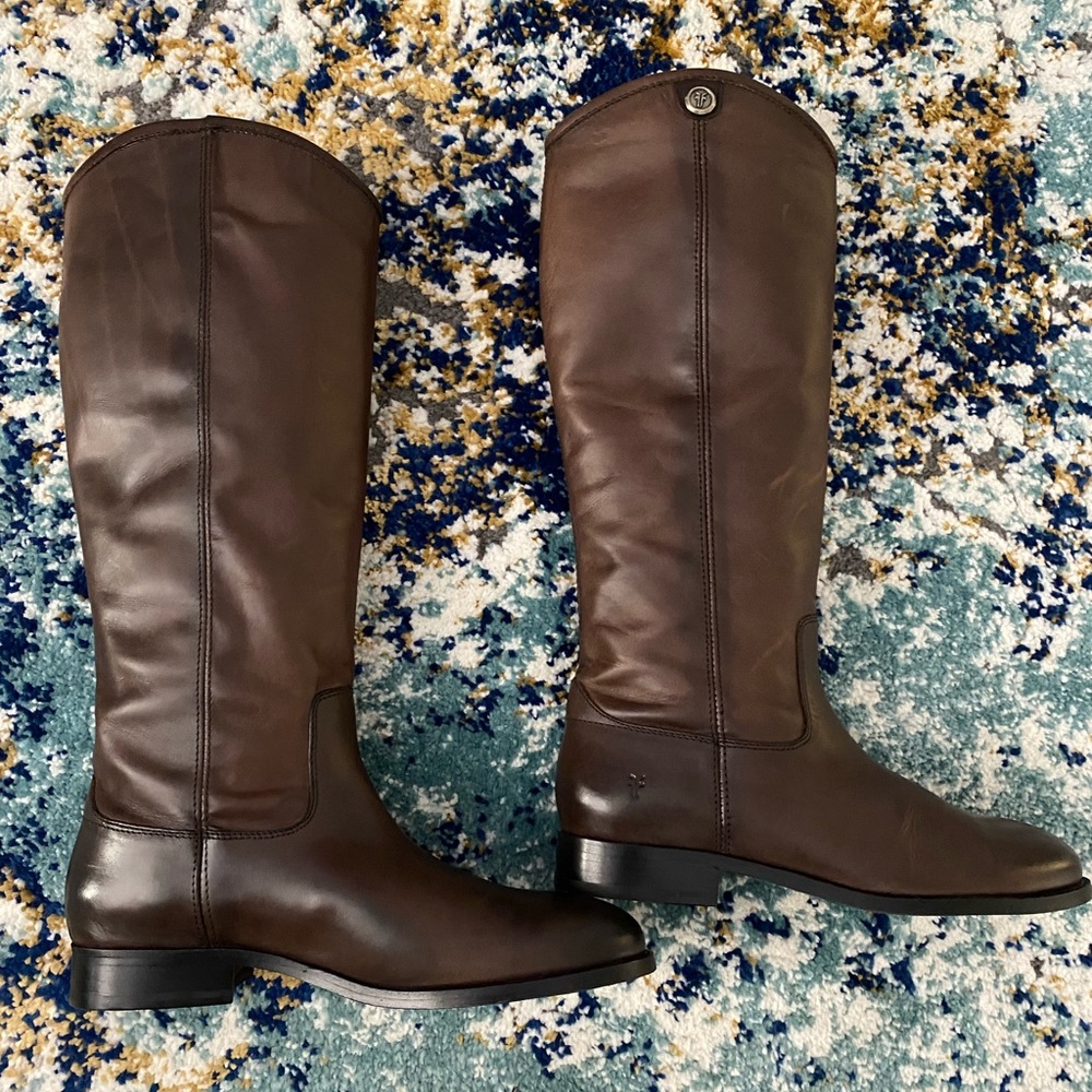 Frye Melissa Button 2 - tall shaft - smoke leather